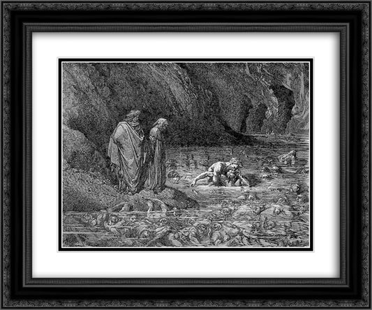 Ugolino and Archbishop Ruggieri 24x20 Black Ornate Wood Framed Art Print Poster with Double Matting by Dore, Gustave