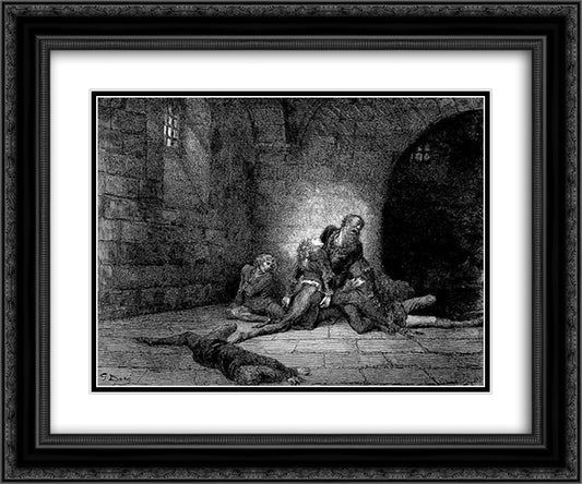 Ugolino and Gaddo 24x20 Black Ornate Wood Framed Art Print Poster with Double Matting by Dore, Gustave