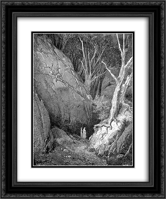 Virgil and Dante 20x24 Black Ornate Wood Framed Art Print Poster with Double Matting by Dore, Gustave