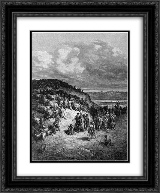 Walter the Penniless in Hungary 20x24 Black Ornate Wood Framed Art Print Poster with Double Matting by Dore, Gustave