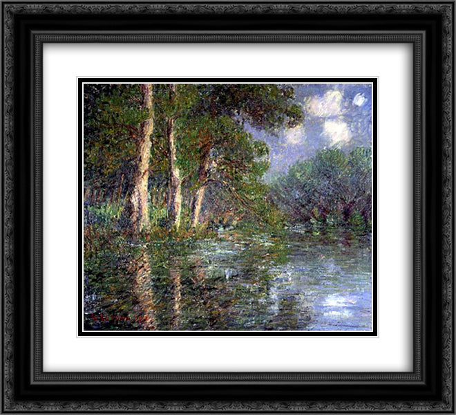 A Bend in the Eure 22x20 Black Ornate Wood Framed Art Print Poster with Double Matting by Loiseau, Gustave