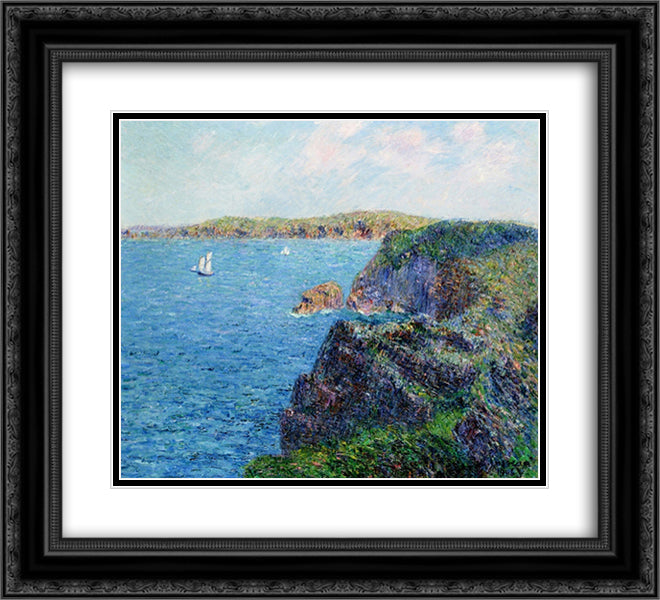 A Cove at Sevignies 22x20 Black Ornate Wood Framed Art Print Poster with Double Matting by Loiseau, Gustave