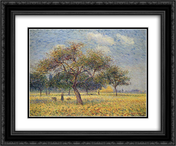 Apple Trees in October 24x20 Black Ornate Wood Framed Art Print Poster with Double Matting by Loiseau, Gustave