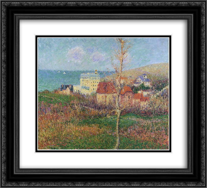 At the Coast of Normandy 22x20 Black Ornate Wood Framed Art Print Poster with Double Matting by Loiseau, Gustave