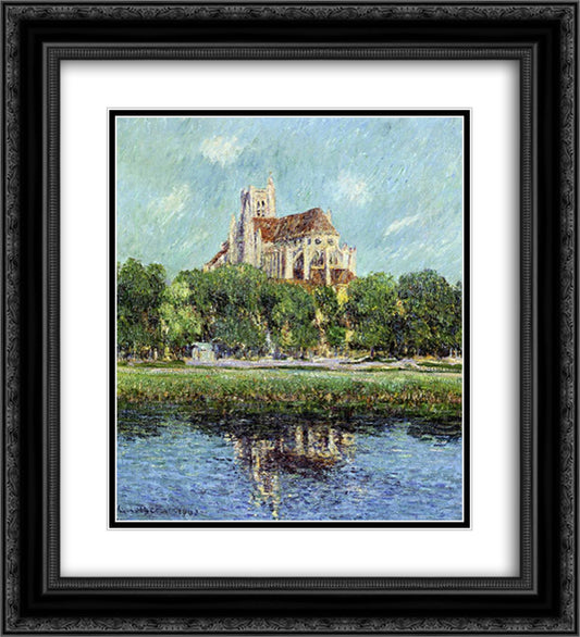 Auxerre Cathedral 20x22 Black Ornate Wood Framed Art Print Poster with Double Matting by Loiseau, Gustave