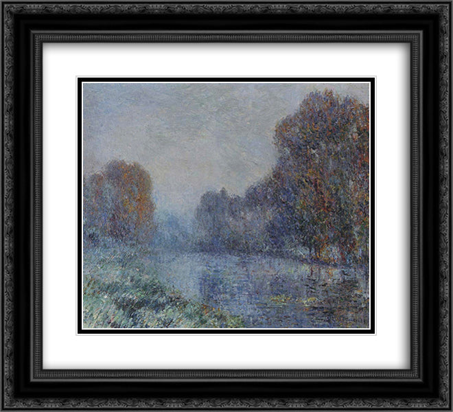 By the Eure River Hoarfrost 22x20 Black Ornate Wood Framed Art Print Poster with Double Matting by Loiseau, Gustave