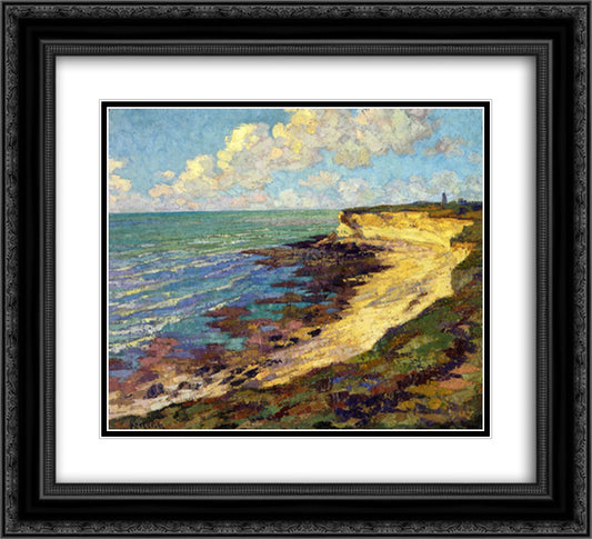 By the Sea 22x20 Black Ornate Wood Framed Art Print Poster with Double Matting by Loiseau, Gustave