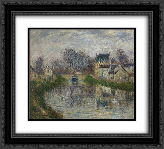 Canal at Moret 22x20 Black Ornate Wood Framed Art Print Poster with Double Matting by Loiseau, Gustave