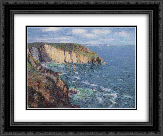 Cliffs at Cape Frehel 24x20 Black Ornate Wood Framed Art Print Poster with Double Matting by Loiseau, Gustave