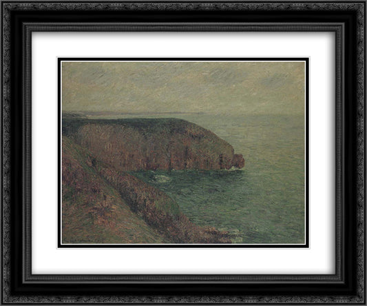 Cliffs at Fecamp 24x20 Black Ornate Wood Framed Art Print Poster with Double Matting by Loiseau, Gustave