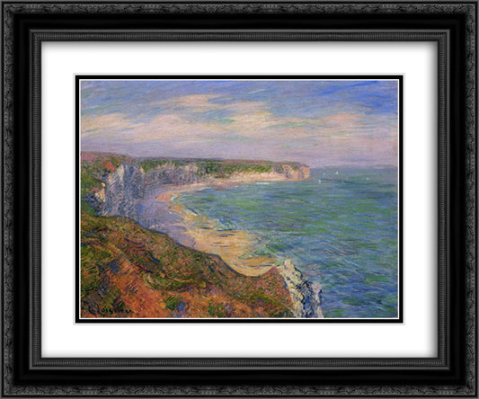 Cliffs at Fecamp in Normandy 24x20 Black Ornate Wood Framed Art Print Poster with Double Matting by Loiseau, Gustave