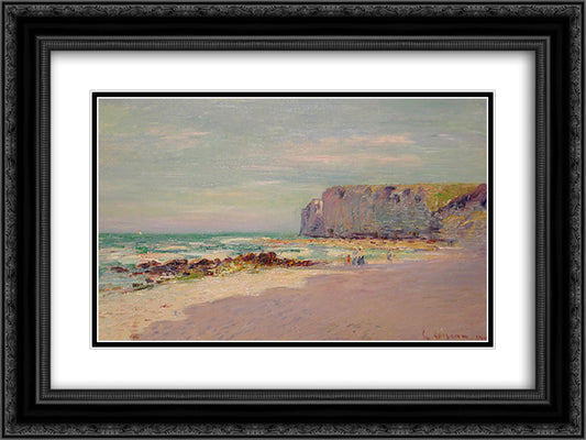 Cliffs at Petit Dalles, Normandy 24x18 Black Ornate Wood Framed Art Print Poster with Double Matting by Loiseau, Gustave