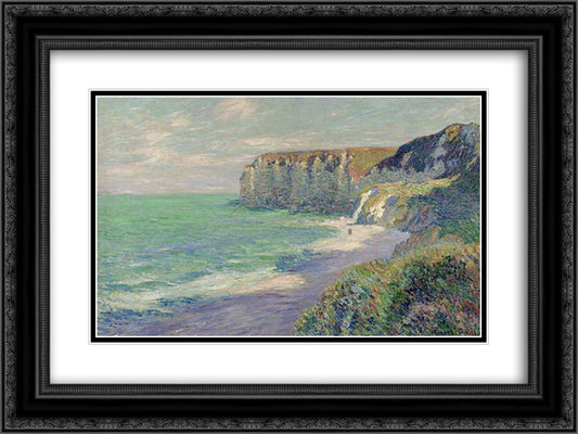 Cliffs at Saint Jouin 24x18 Black Ornate Wood Framed Art Print Poster with Double Matting by Loiseau, Gustave