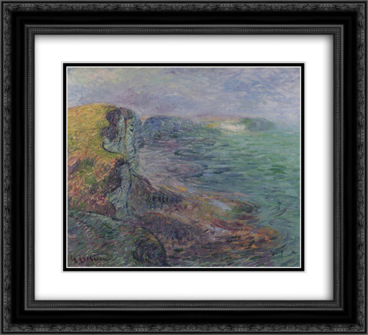 Cliffs at Yport 22x20 Black Ornate Wood Framed Art Print Poster with Double Matting by Loiseau, Gustave