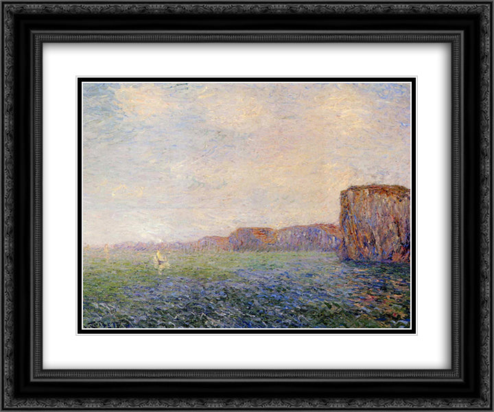 Cliffs by the Sea 24x20 Black Ornate Wood Framed Art Print Poster with Double Matting by Loiseau, Gustave