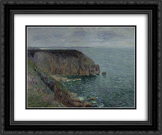 Cliffs in Gray Weather 24x20 Black Ornate Wood Framed Art Print Poster with Double Matting by Loiseau, Gustave