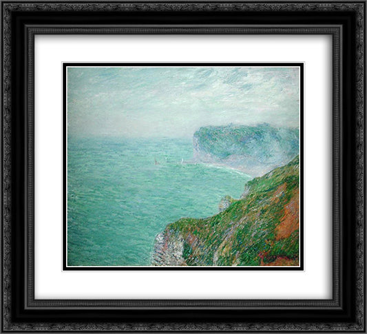 Cliffs in Normandy 22x20 Black Ornate Wood Framed Art Print Poster with Double Matting by Loiseau, Gustave