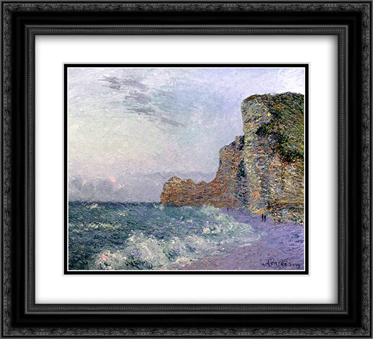 Cliffs in Normandy Evening 22x20 Black Ornate Wood Framed Art Print Poster with Double Matting by Loiseau, Gustave