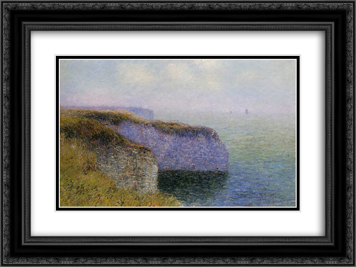 Cliffs of Etretat 24x18 Black Ornate Wood Framed Art Print Poster with Double Matting by Loiseau, Gustave