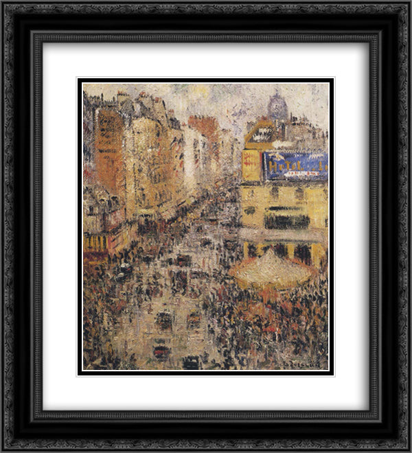 Cligancourt Street 20x22 Black Ornate Wood Framed Art Print Poster with Double Matting by Loiseau, Gustave