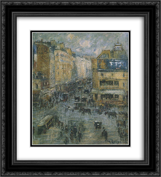 Cligancourt Street in Paris 20x22 Black Ornate Wood Framed Art Print Poster with Double Matting by Loiseau, Gustave