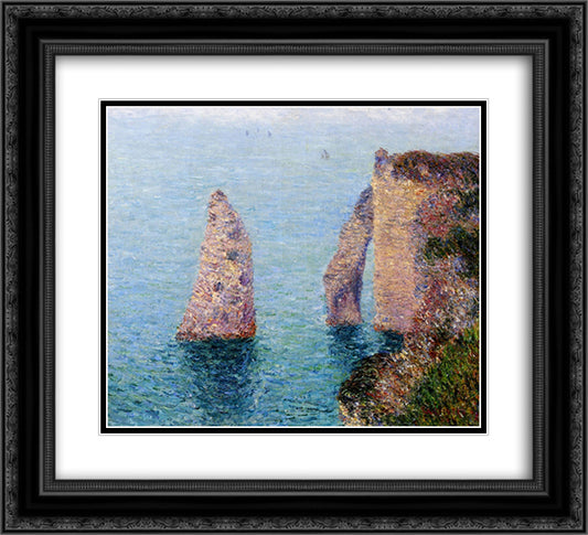 Etretat 22x20 Black Ornate Wood Framed Art Print Poster with Double Matting by Loiseau, Gustave