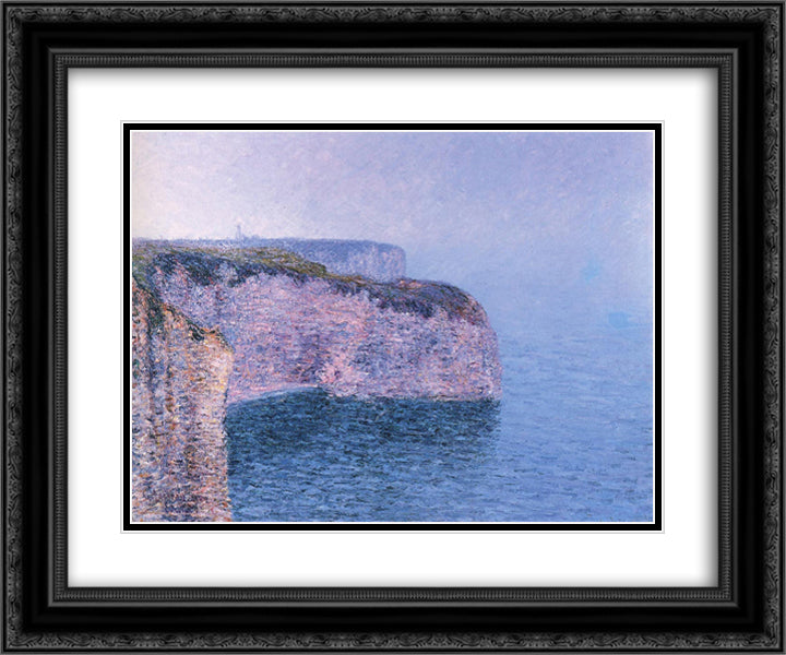 Etretat . The Battery Point. 24x20 Black Ornate Wood Framed Art Print Poster with Double Matting by Loiseau, Gustave