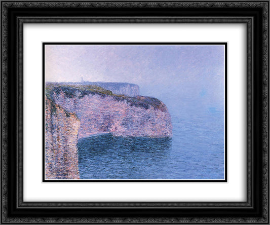 Etretat . The Battery Point. 24x20 Black Ornate Wood Framed Art Print Poster with Double Matting by Loiseau, Gustave