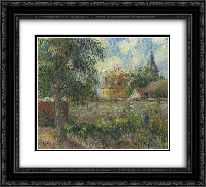 Farm in Normandy 22x20 Black Ornate Wood Framed Art Print Poster with Double Matting by Loiseau, Gustave