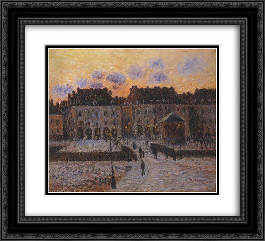 Fish market at the Port of Dieppe 22x20 Black Ornate Wood Framed Art Print Poster with Double Matting by Loiseau, Gustave