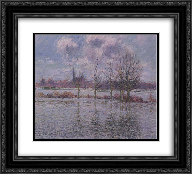 Flood Near Nantes 22x20 Black Ornate Wood Framed Art Print Poster with Double Matting by Loiseau, Gustave