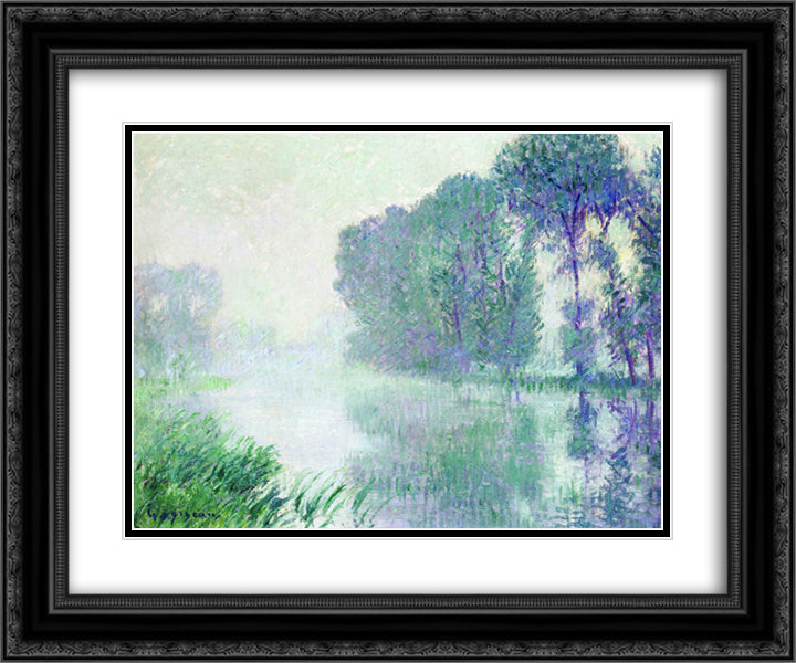 Fog, Morning Effect 24x20 Black Ornate Wood Framed Art Print Poster with Double Matting by Loiseau, Gustave