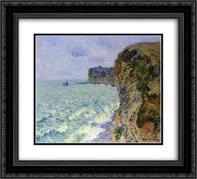 Grainville Cliff near Fecamp 22x20 Black Ornate Wood Framed Art Print Poster with Double Matting by Loiseau, Gustave