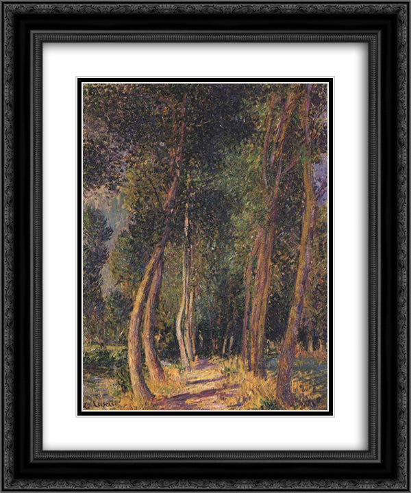 In the Woods 20x24 Black Ornate Wood Framed Art Print Poster with Double Matting by Loiseau, Gustave