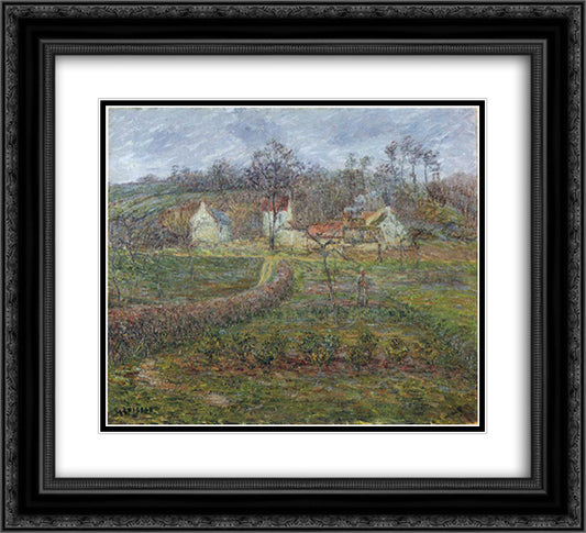 Landscape in a Valley 22x20 Black Ornate Wood Framed Art Print Poster with Double Matting by Loiseau, Gustave