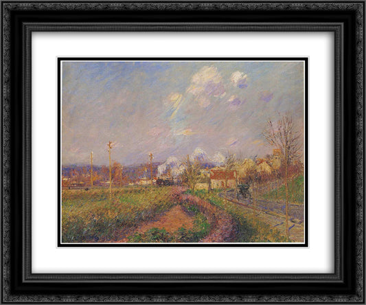 Landscape in Autumn 24x20 Black Ornate Wood Framed Art Print Poster with Double Matting by Loiseau, Gustave