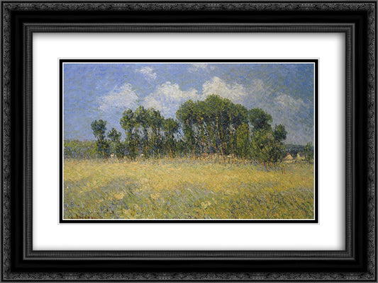 Landscape with Poplars 24x18 Black Ornate Wood Framed Art Print Poster with Double Matting by Loiseau, Gustave