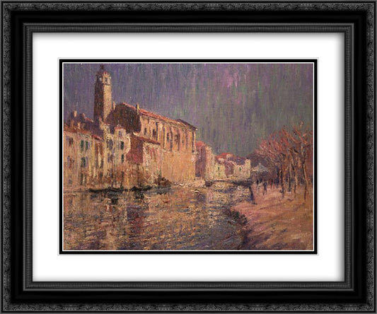 Les Martigues 24x20 Black Ornate Wood Framed Art Print Poster with Double Matting by Loiseau, Gustave