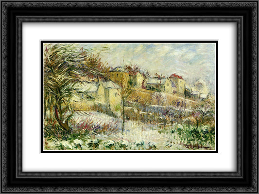 L'Hermitage in Pontoise 24x18 Black Ornate Wood Framed Art Print Poster with Double Matting by Loiseau, Gustave