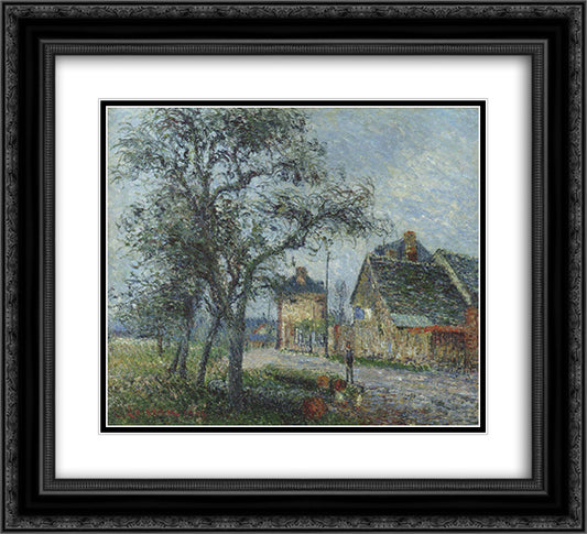 Louvier Road in Winter 22x20 Black Ornate Wood Framed Art Print Poster with Double Matting by Loiseau, Gustave
