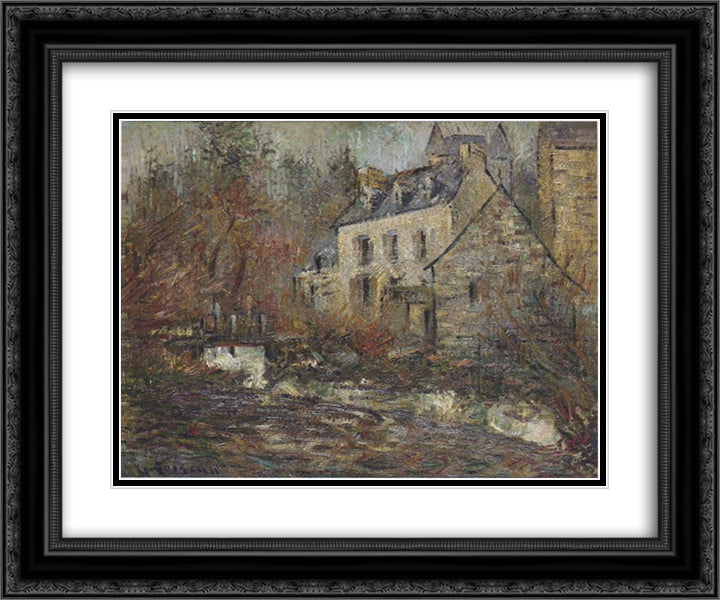 Moulin Simondou a Pont Aven 24x20 Black Ornate Wood Framed Art Print Poster with Double Matting by Loiseau, Gustave