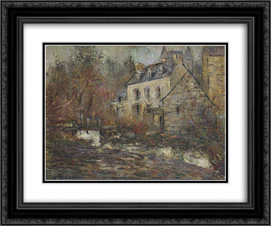 Moulin Simondou a Pont Aven 24x20 Black Ornate Wood Framed Art Print Poster with Double Matting by Loiseau, Gustave