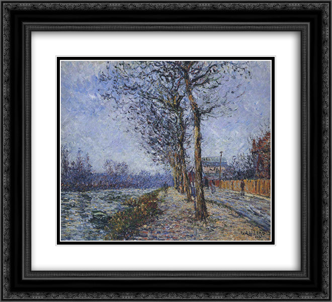 Oise at Pontoise 22x20 Black Ornate Wood Framed Art Print Poster with Double Matting by Loiseau, Gustave