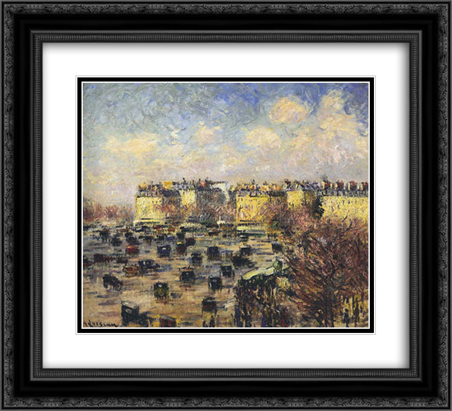 Paris Wagram Avenue 22x20 Black Ornate Wood Framed Art Print Poster with Double Matting by Loiseau, Gustave
