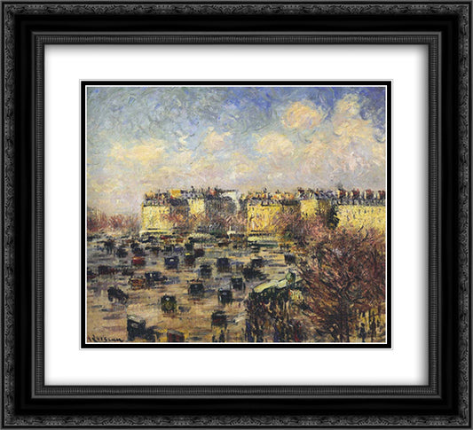 Paris Wagram Avenue 22x20 Black Ornate Wood Framed Art Print Poster with Double Matting by Loiseau, Gustave