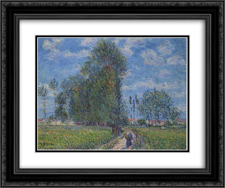 Path near Saint Cyr Vaudreuil 24x20 Black Ornate Wood Framed Art Print Poster with Double Matting by Loiseau, Gustave