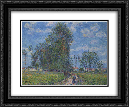 Path near Saint Cyr Vaudreuil 24x20 Black Ornate Wood Framed Art Print Poster with Double Matting by Loiseau, Gustave