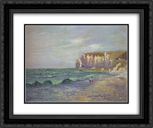 Petit Dalles at Normandy 24x20 Black Ornate Wood Framed Art Print Poster with Double Matting by Loiseau, Gustave