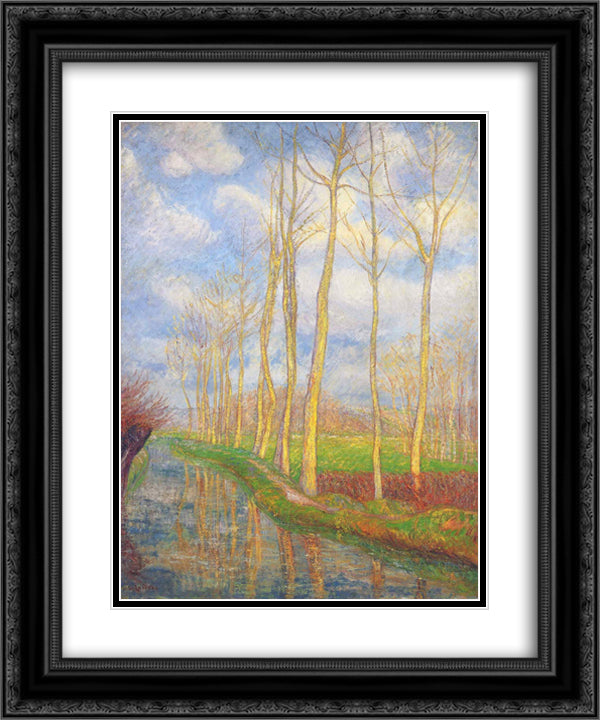 Poplars 20x24 Black Ornate Wood Framed Art Print Poster with Double Matting by Loiseau, Gustave