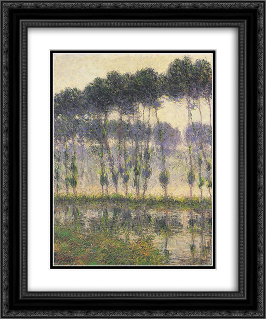 Poplars by the Eau River 20x24 Black Ornate Wood Framed Art Print Poster with Double Matting by Loiseau, Gustave